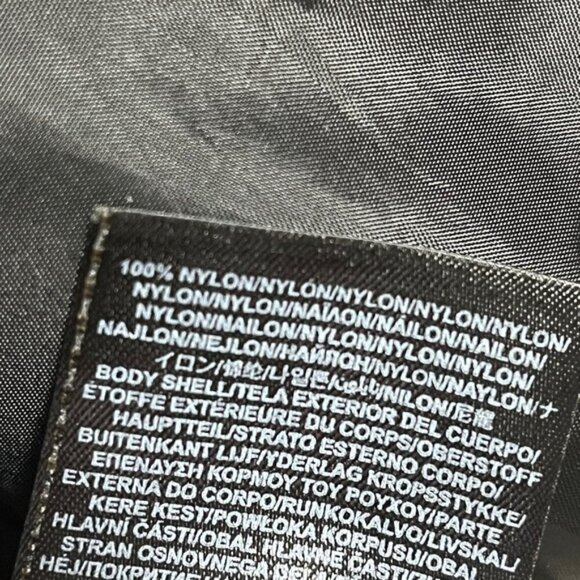 GUESS Black Puffer Bomber Jacket Men’s Size L Hooded Faux Leather Trim - Picture 7 of 14